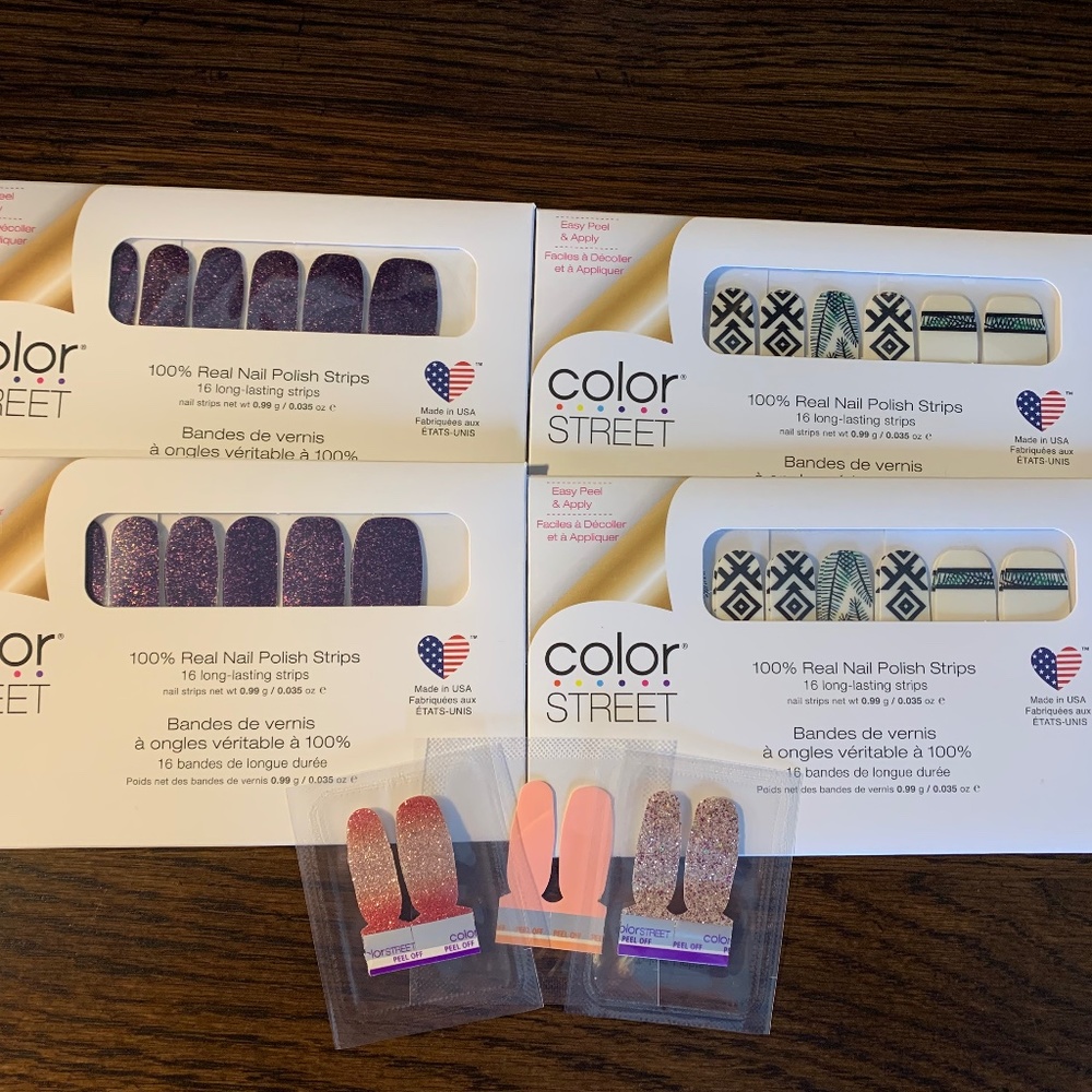 Color Street Nail Polish Strips Set of 4 with Samples
